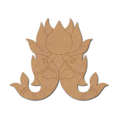 Madhubani Fishes Lotus Pre Marked MDF Design 1