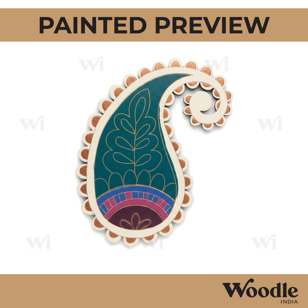 Madhubani Floral Paisley Pre Marked MDF Design 1