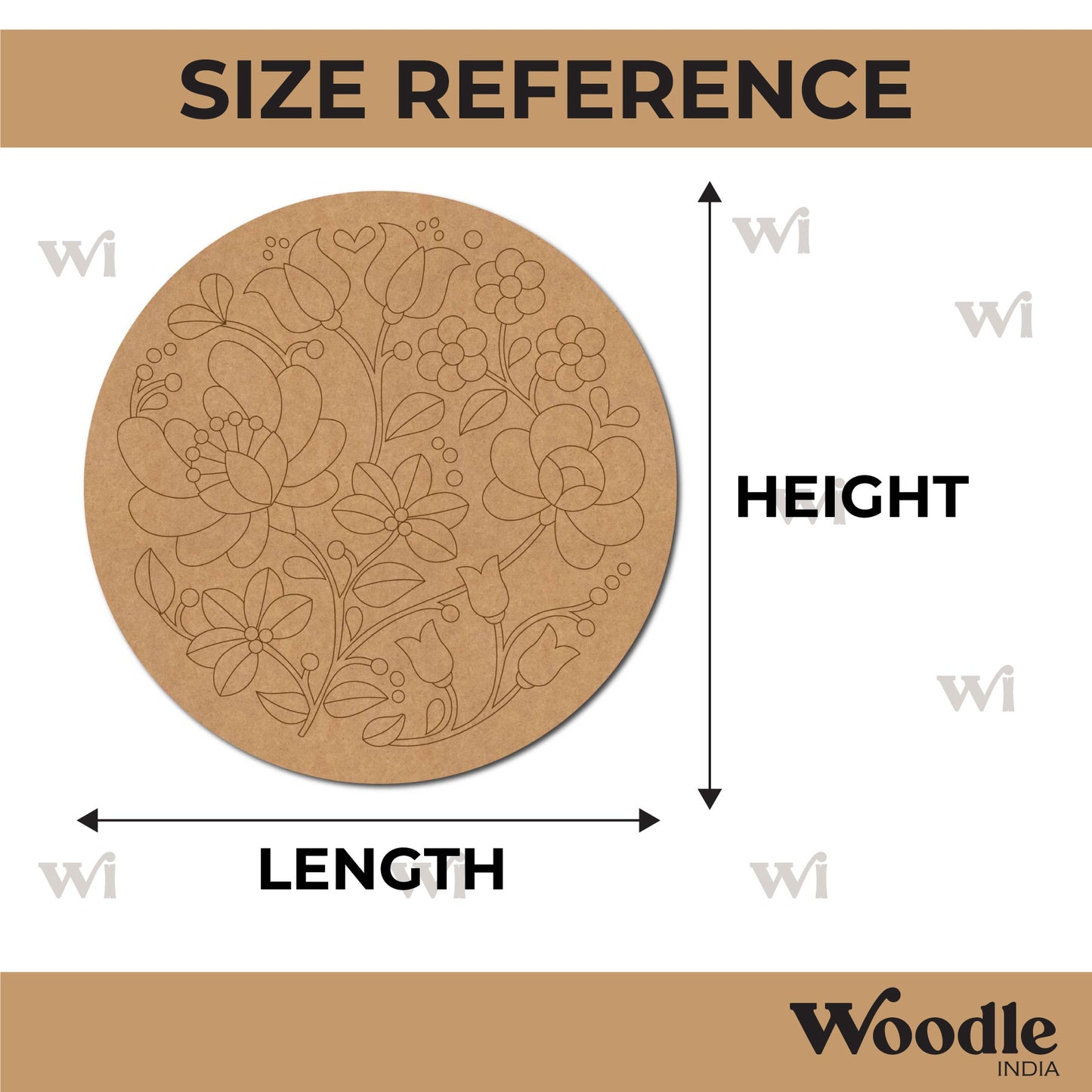 Madhubani Floral Pre Marked Round MDF Design 1