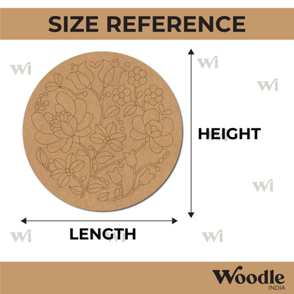Madhubani Floral Pre Marked Round MDF Design 1