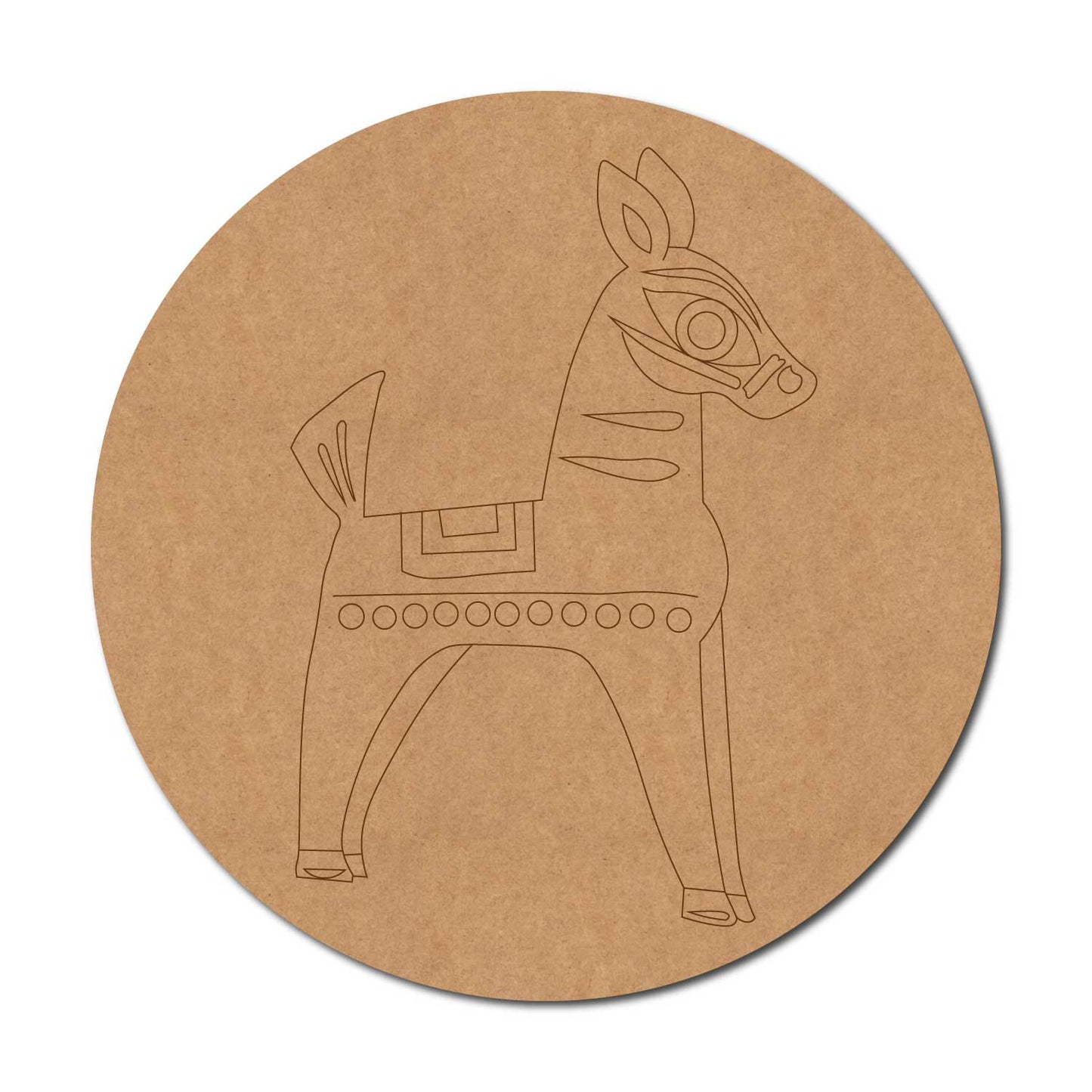 Madhubani Horse Pre Marked Round MDF Design 1