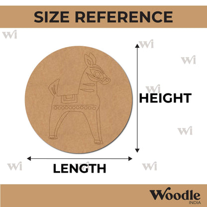 Madhubani Horse Pre Marked Round MDF Design 1