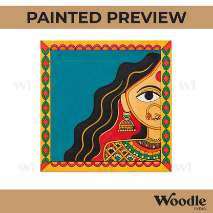 Madhubani Lady Pre Marked Square MDF Design 1