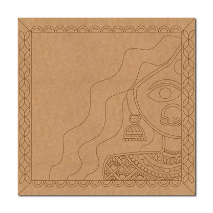 Madhubani Lady Pre Marked Square MDF Design 1