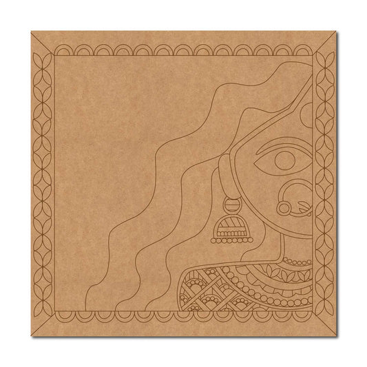 Madhubani Lady Pre Marked Square MDF Design 1
