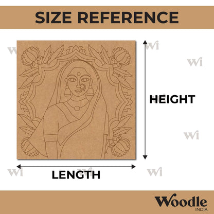 Madhubani Lady Pre Marked Square MDF Design 2
