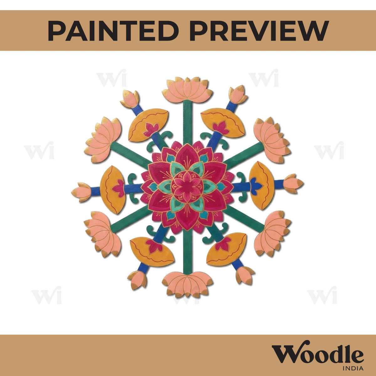 Madhubani Lotus Pre Marked Base MDF Design 1