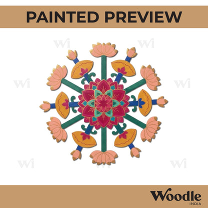 Madhubani Lotus Pre Marked Base MDF Design 1