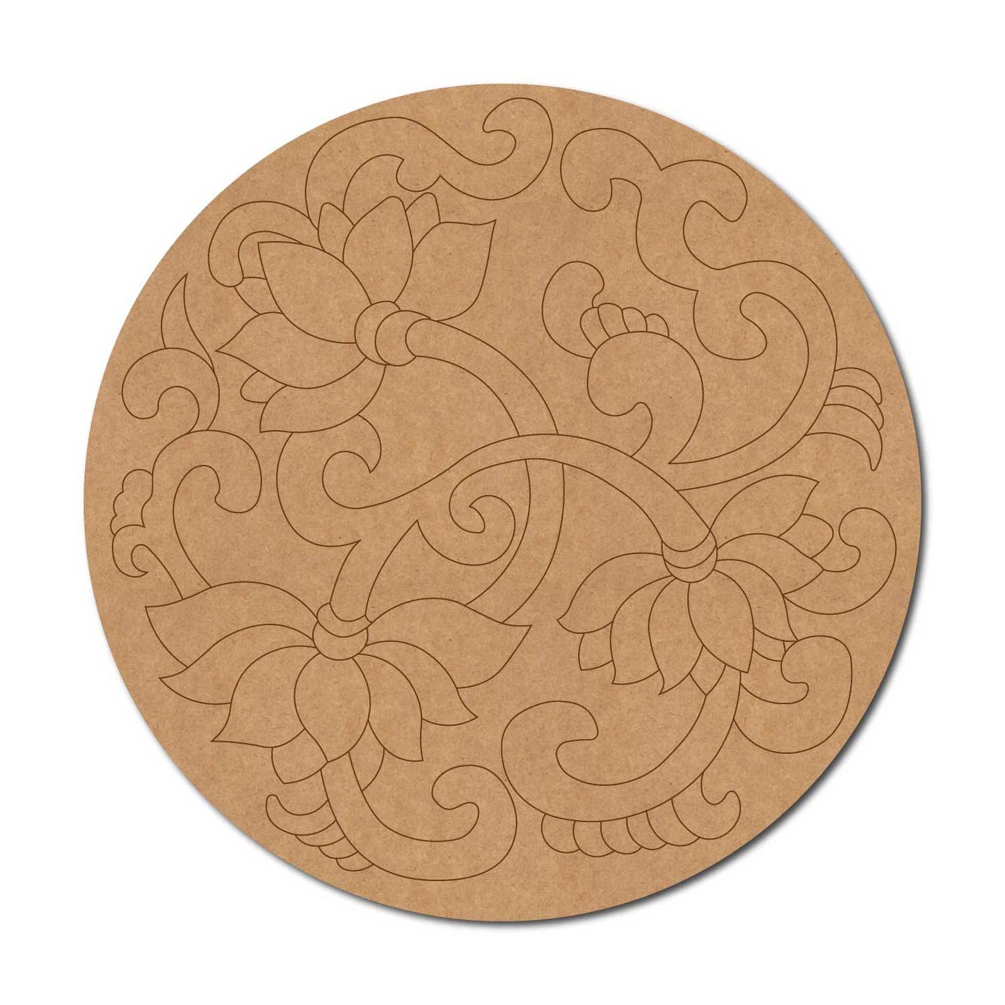 Madhubani Lotus Pre Marked Round MDF Design 1