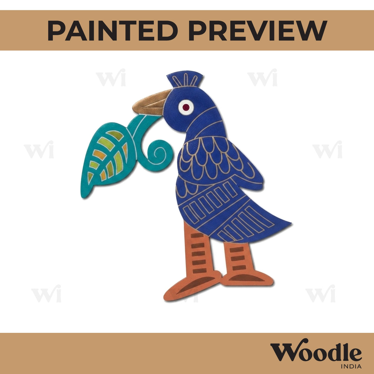 Madhubani Parrot Pre Marked MDF Design 1