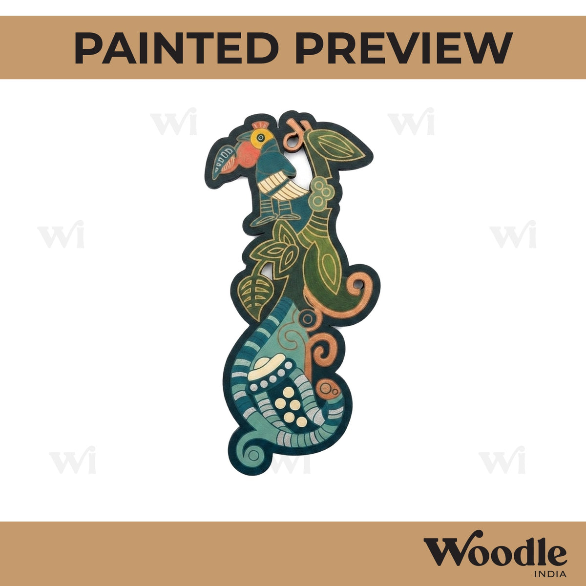 Madhubani Parrot Pre Marked MDF Design 2