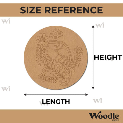 Madhubani Parrot Pre Marked Round MDF Design 1