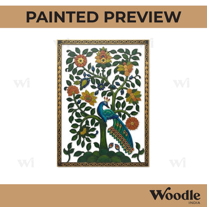 Madhubani Peacock Floral Pre Marked Base MDF Design 1