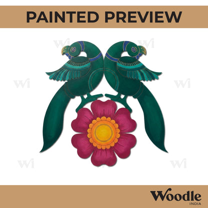 Madhubani Peacock Flower Pre Marked MDF Design 1