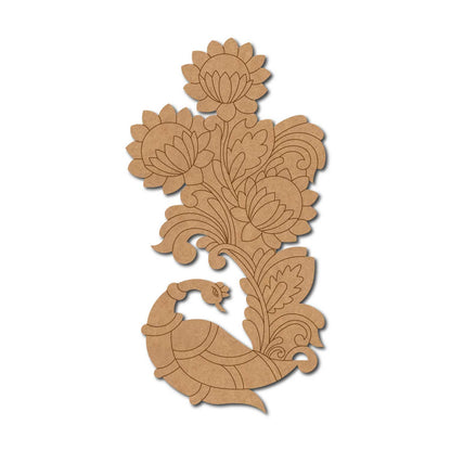 Madhubani Peacock Lotus Pre Marked MDF Design 1