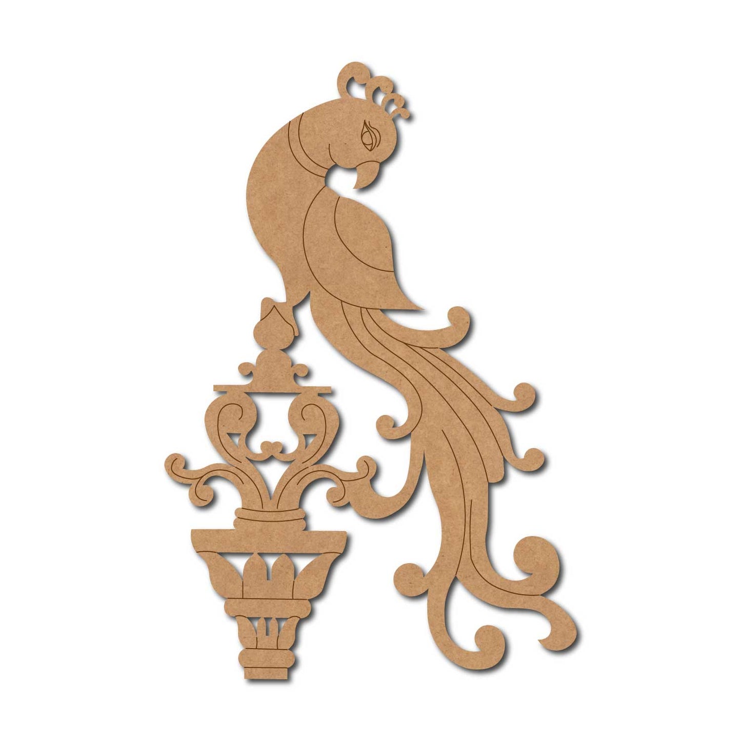 Madhubani Peacock Pre Marked Base MDF Design 1