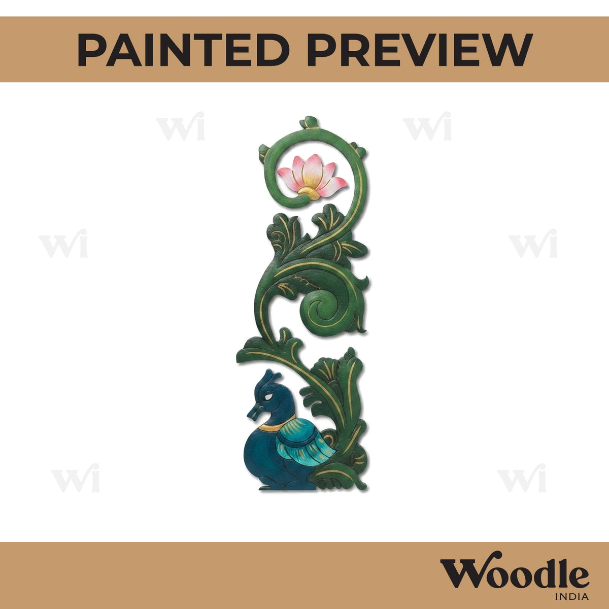 Madhubani Peacock Pre Marked Base MDF Design 2
