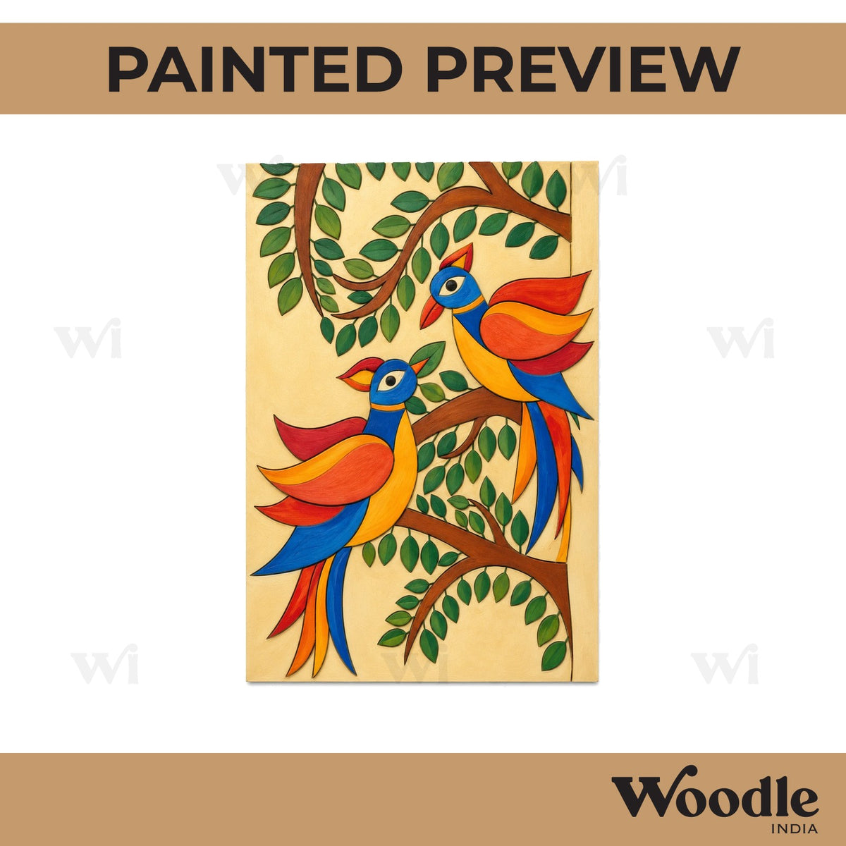 Madhubani Peacock Pre Marked Base MDF Design 4