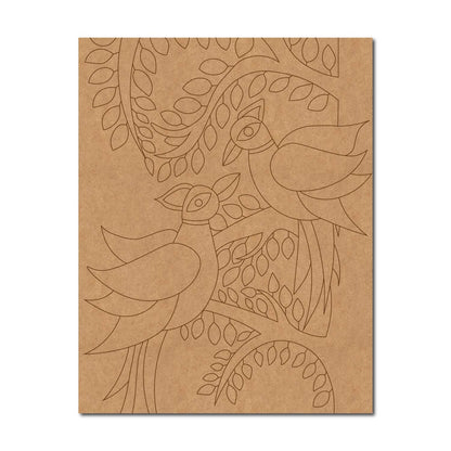 Madhubani Peacock Pre Marked Base MDF Design 4