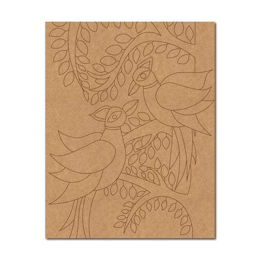 Madhubani Peacock Pre Marked Base MDF Design 4