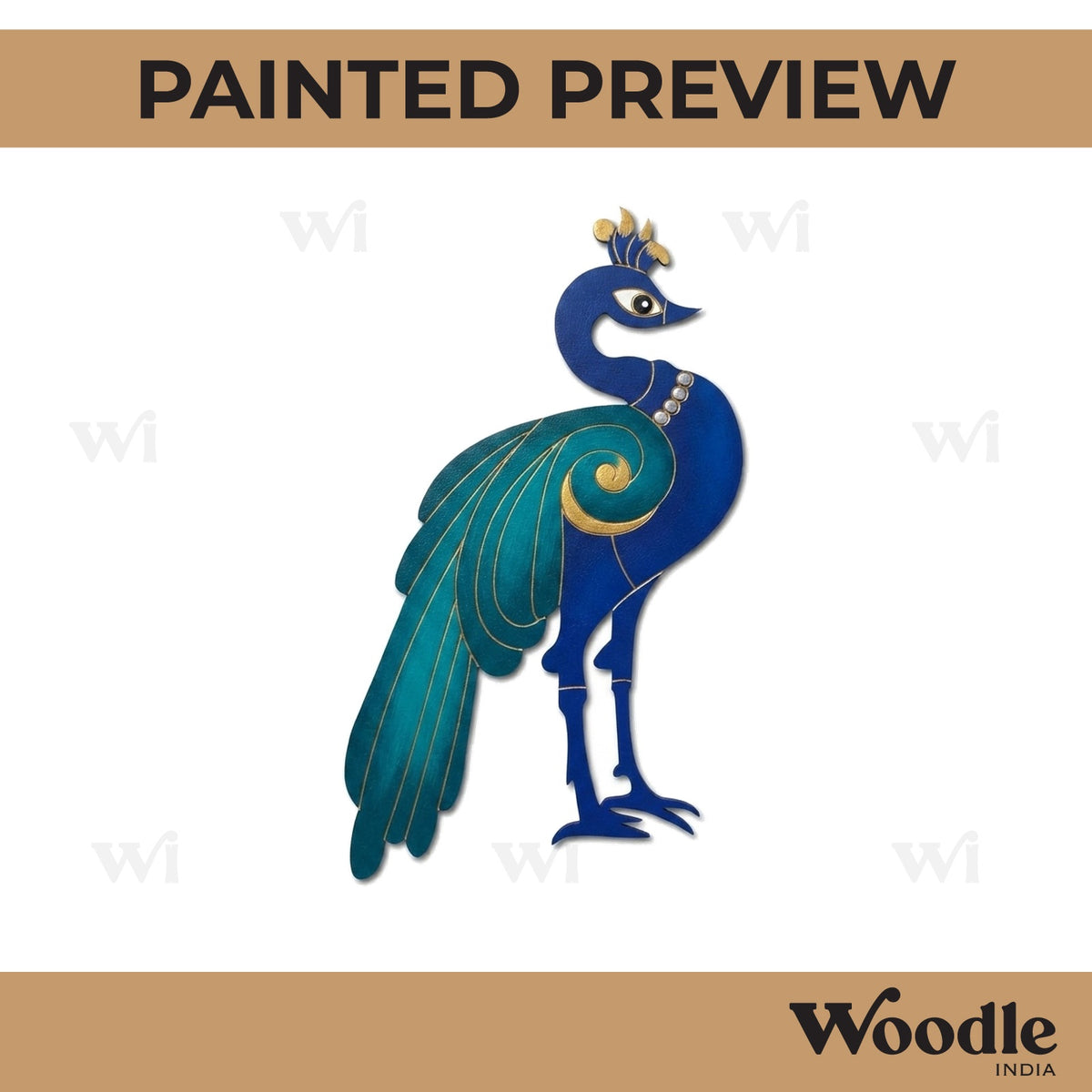 Madhubani Peacock Pre Marked MDF Design 11