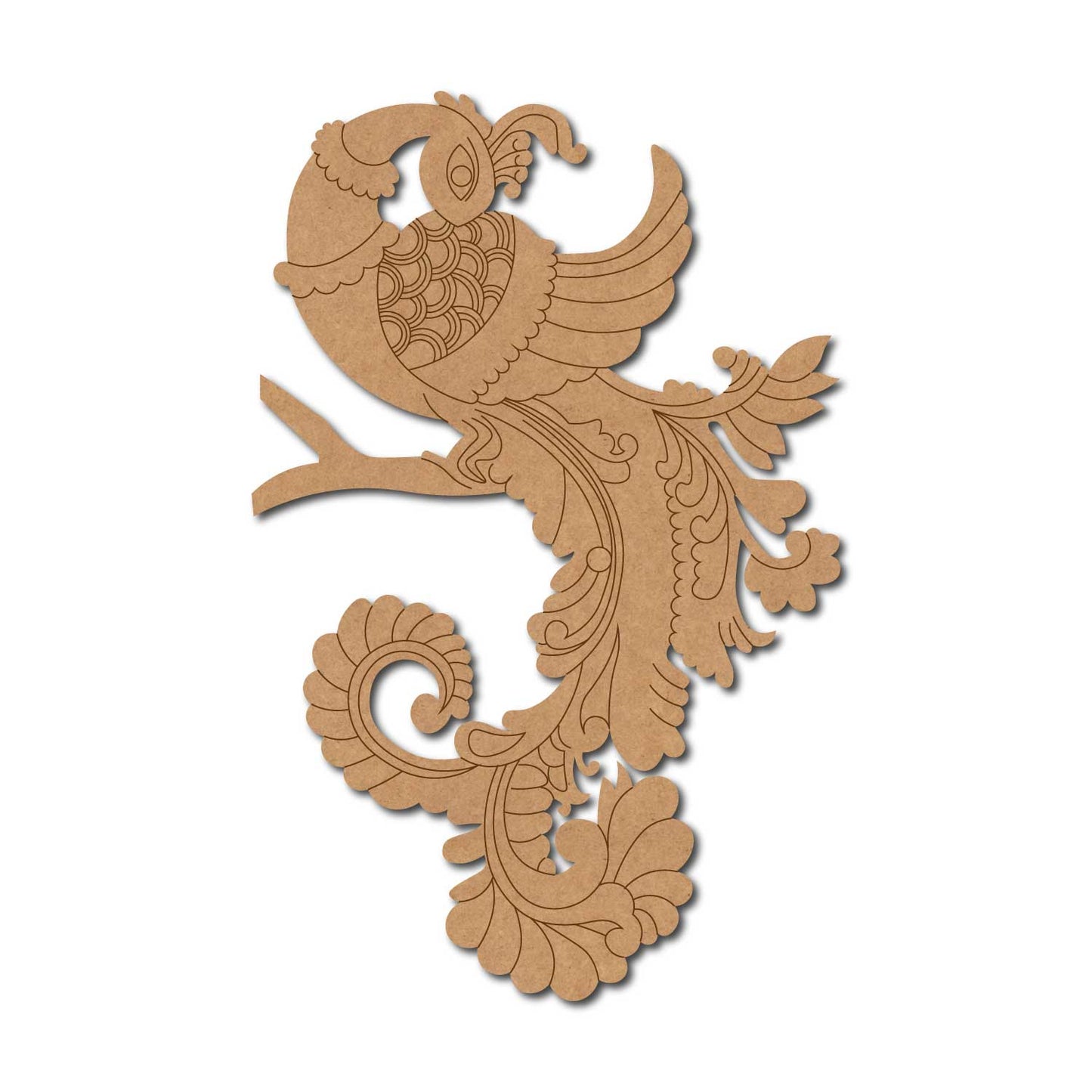 Madhubani Peacock Pre Marked MDF Design 12