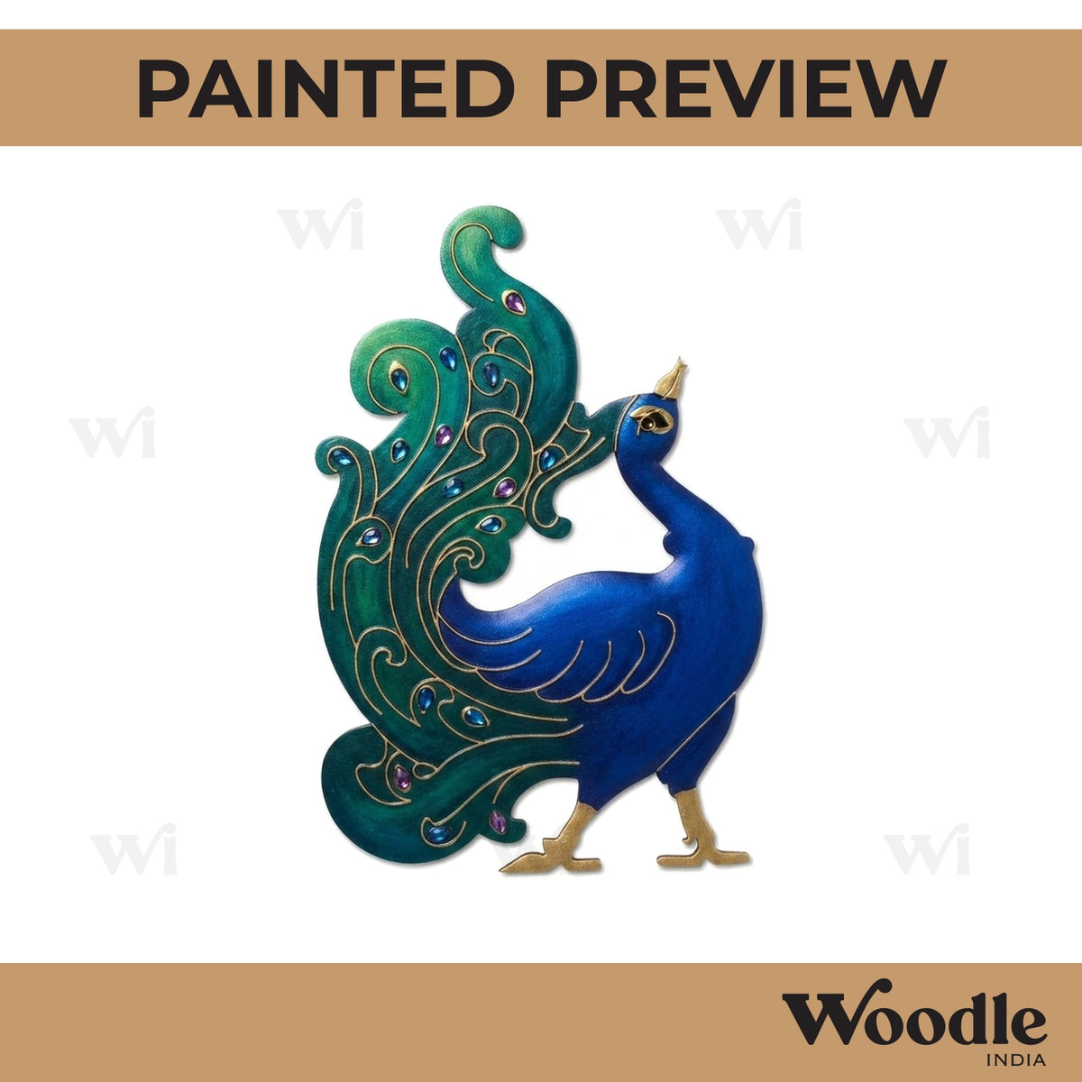 Madhubani Peacock Pre Marked MDF Design 13