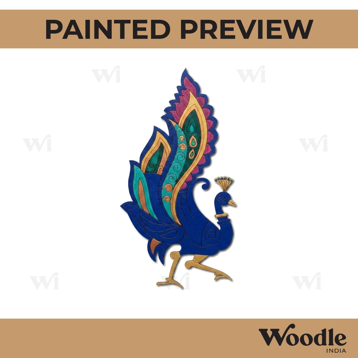 Madhubani Peacock Pre Marked MDF Design 14