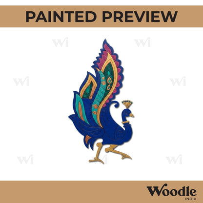 Madhubani Peacock Pre Marked MDF Design 14