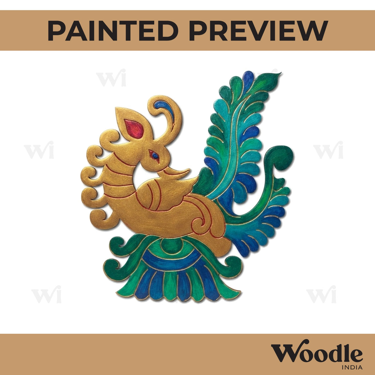 Madhubani Peacock Pre Marked MDF Design 2