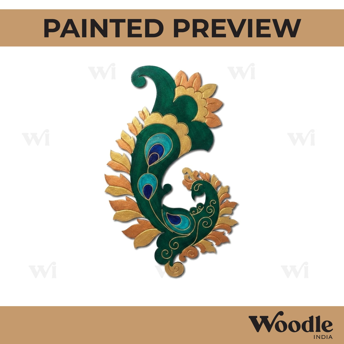 Madhubani Peacock Pre Marked MDF Design 3