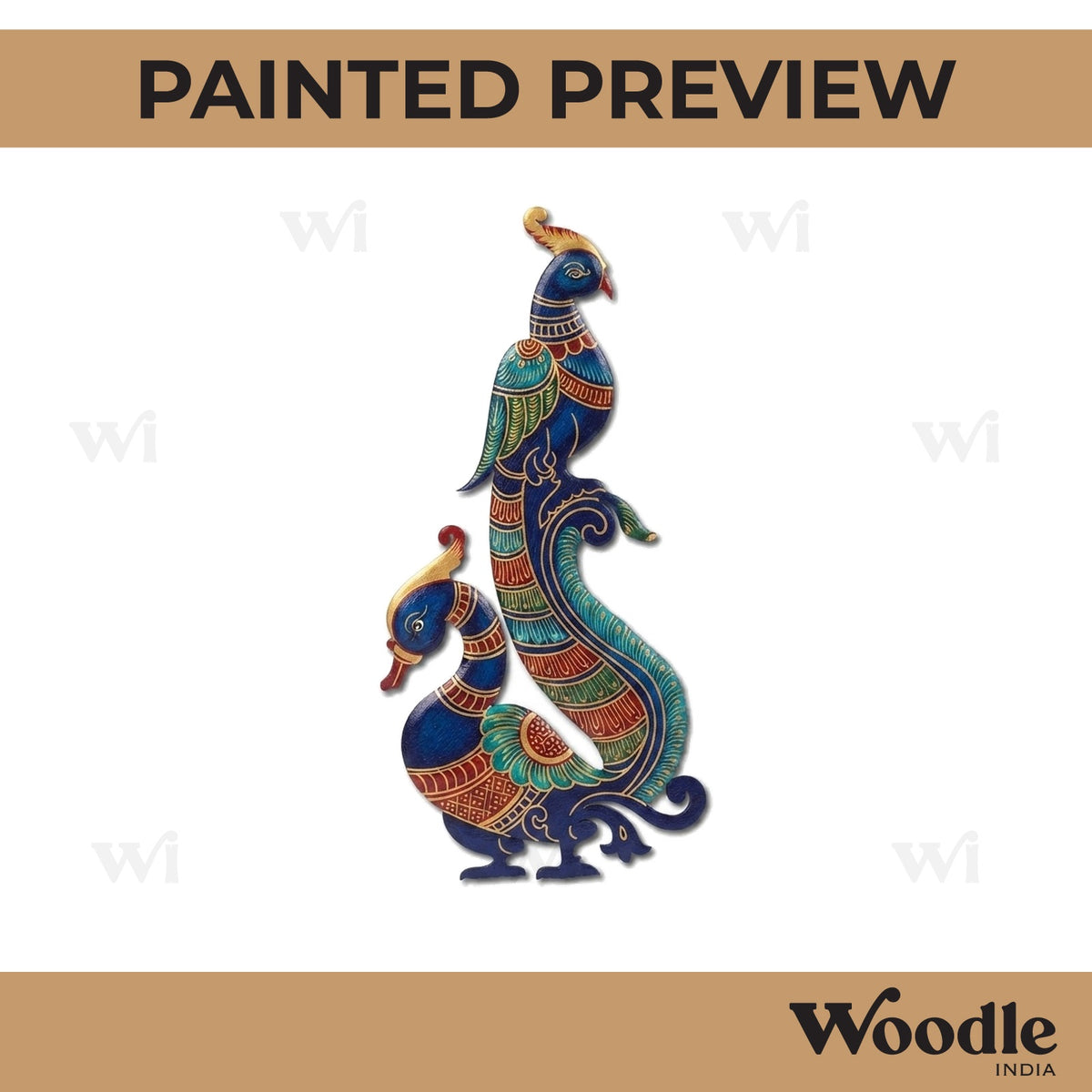 Madhubani Peacock Pre Marked MDF Design 4