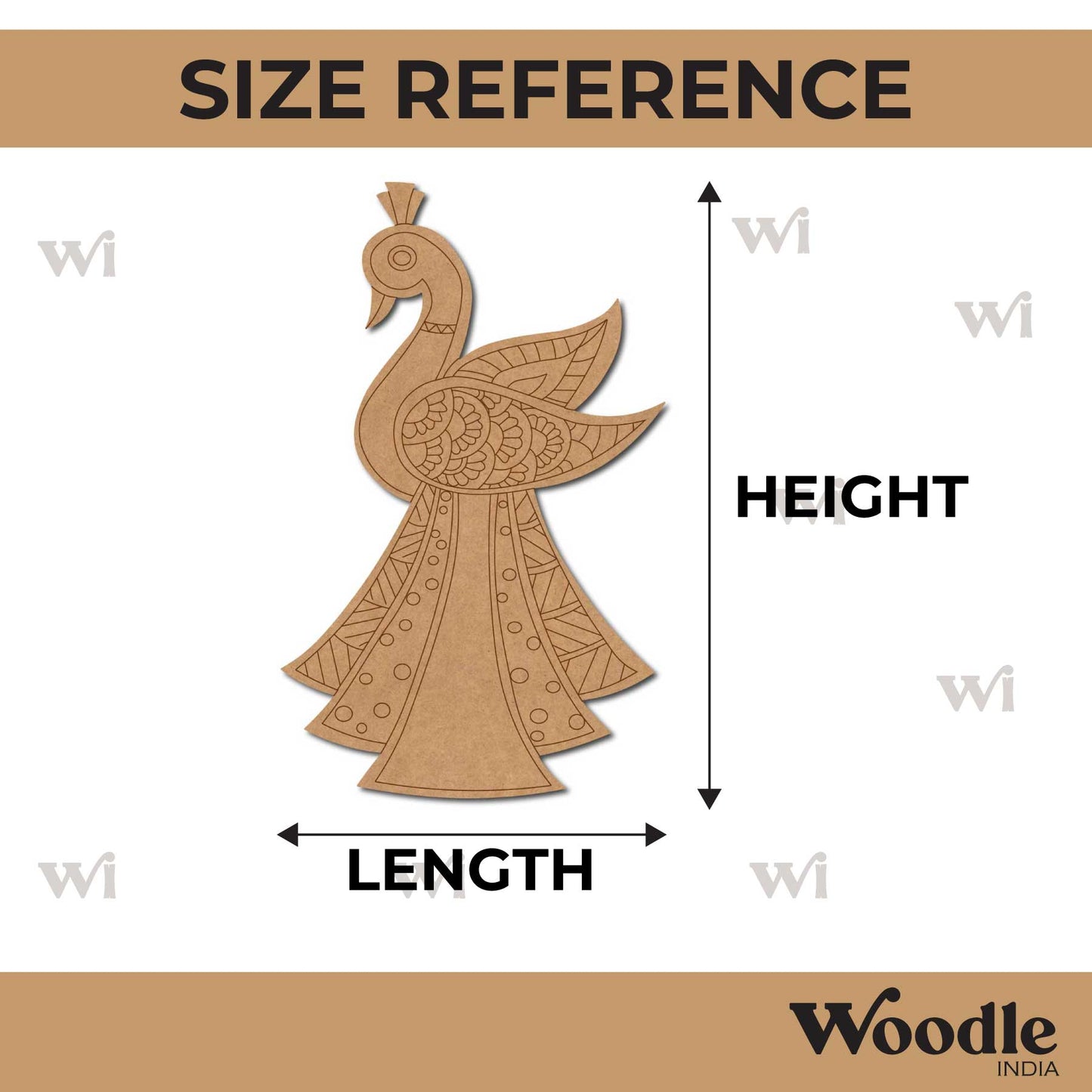 Madhubani Peacock Pre Marked MDF Design 6