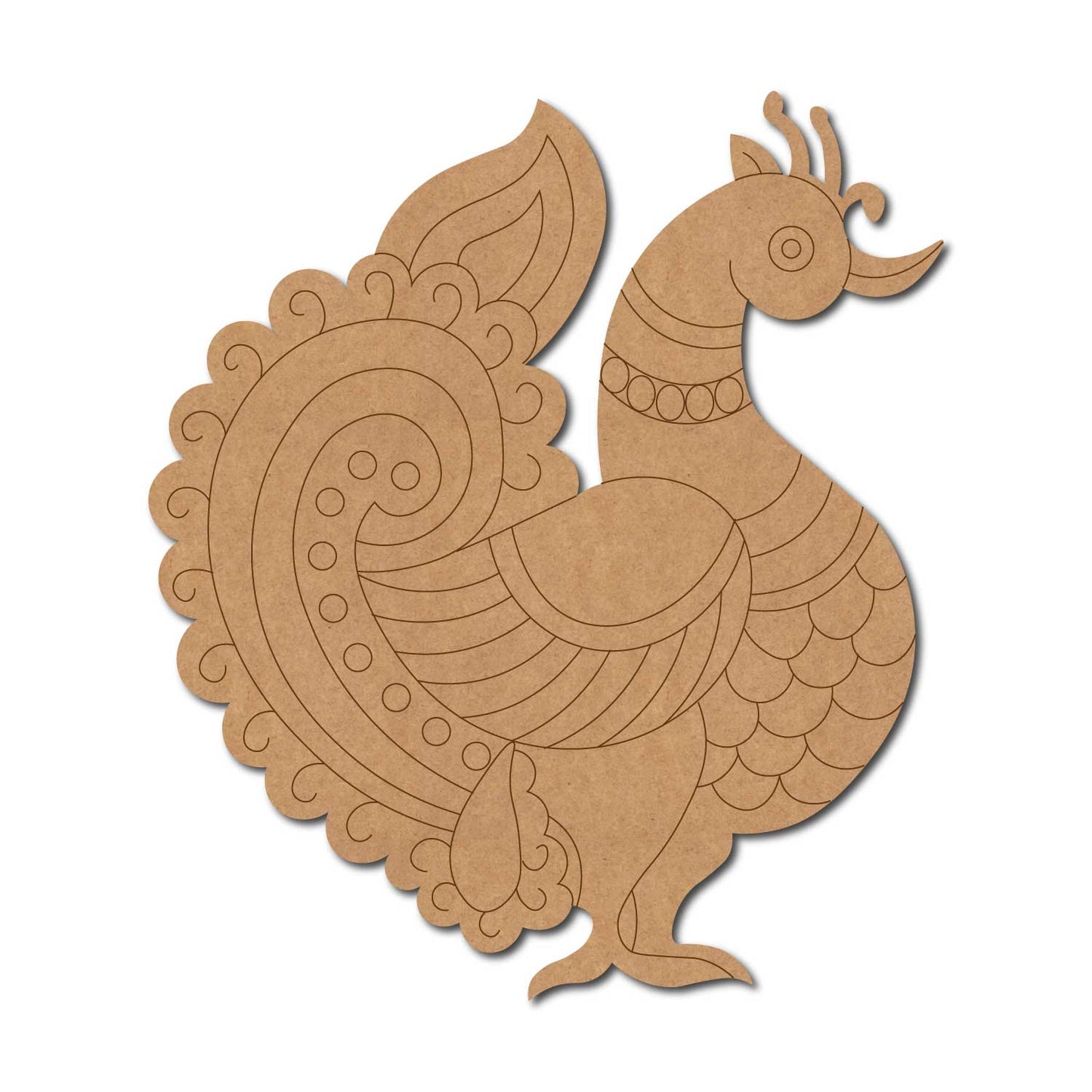 Madhubani Peacock Pre Marked MDF Design 8