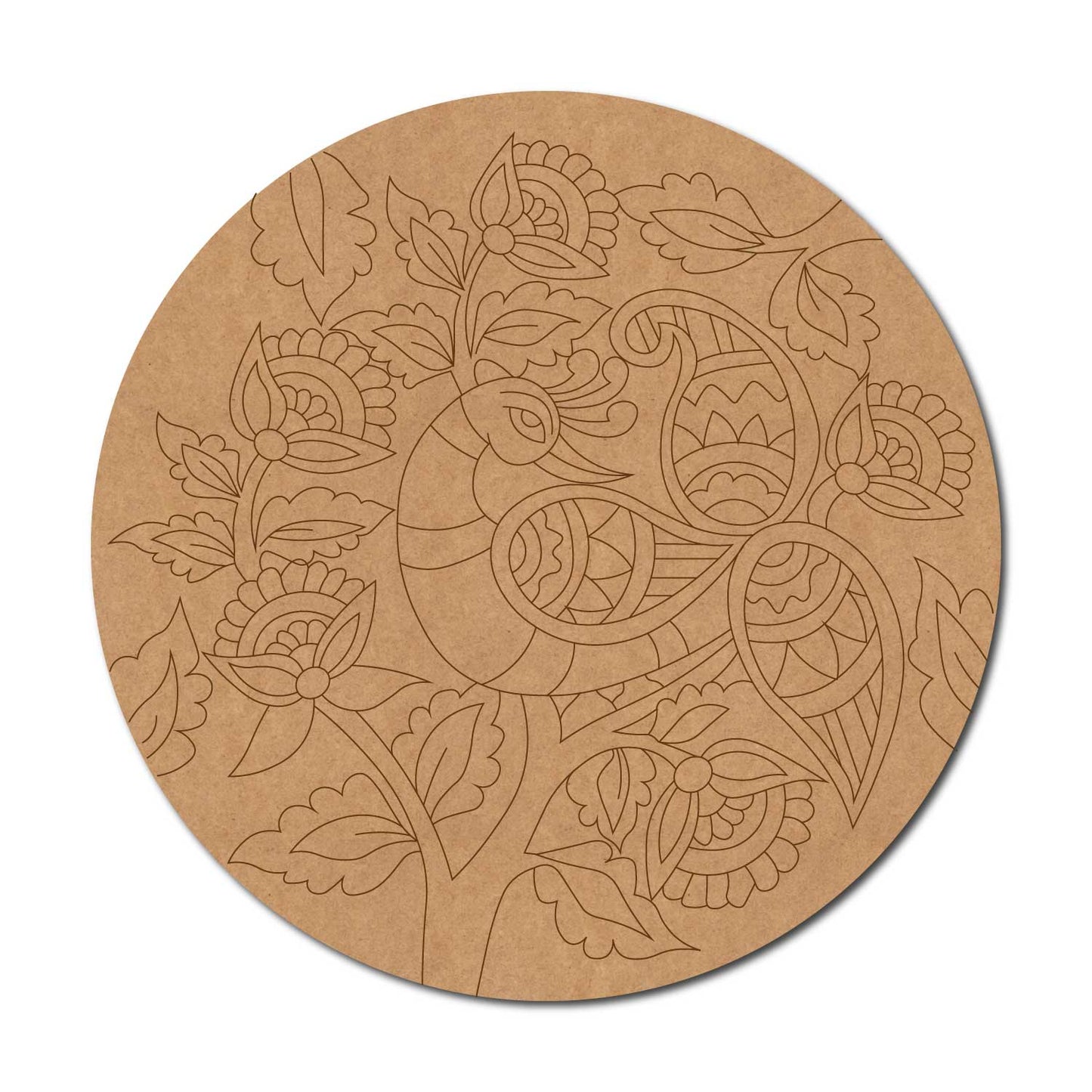 Peacock Pre Marked Round MDF Design 12