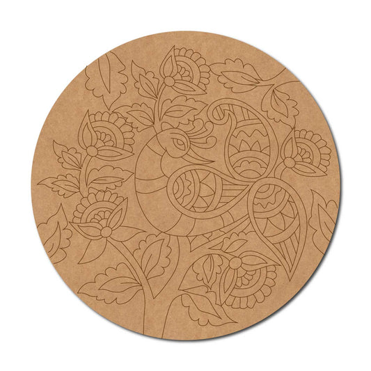 Peacock Pre Marked Round MDF Design 12