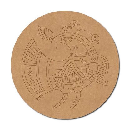 Madhubani Peacock Pre Marked Round MDF Design 9