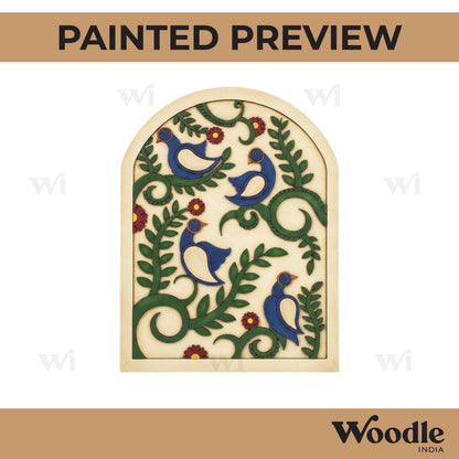 Madhubani Peacock Two Layered Pre Marked Base MDF Design 1