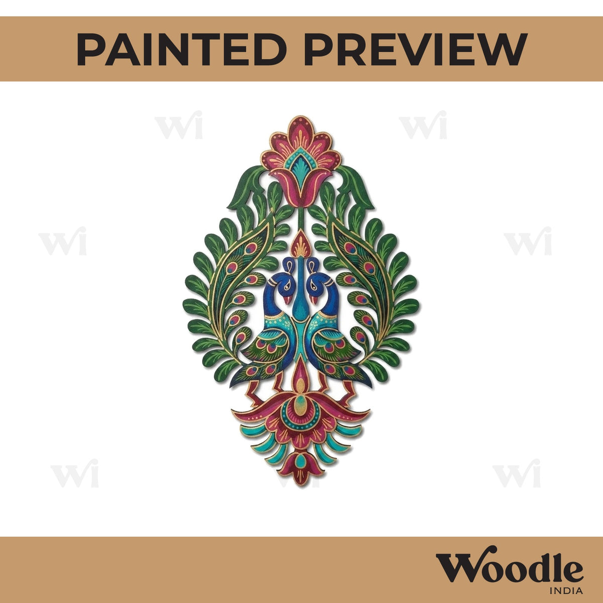 Madhubani Peacocks Motif Pre Marked MDF Design 1