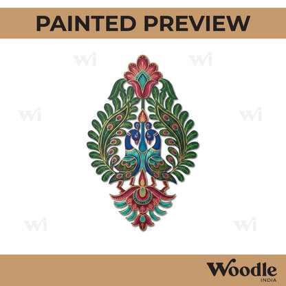Madhubani Peacocks Motif Pre Marked MDF Design 1