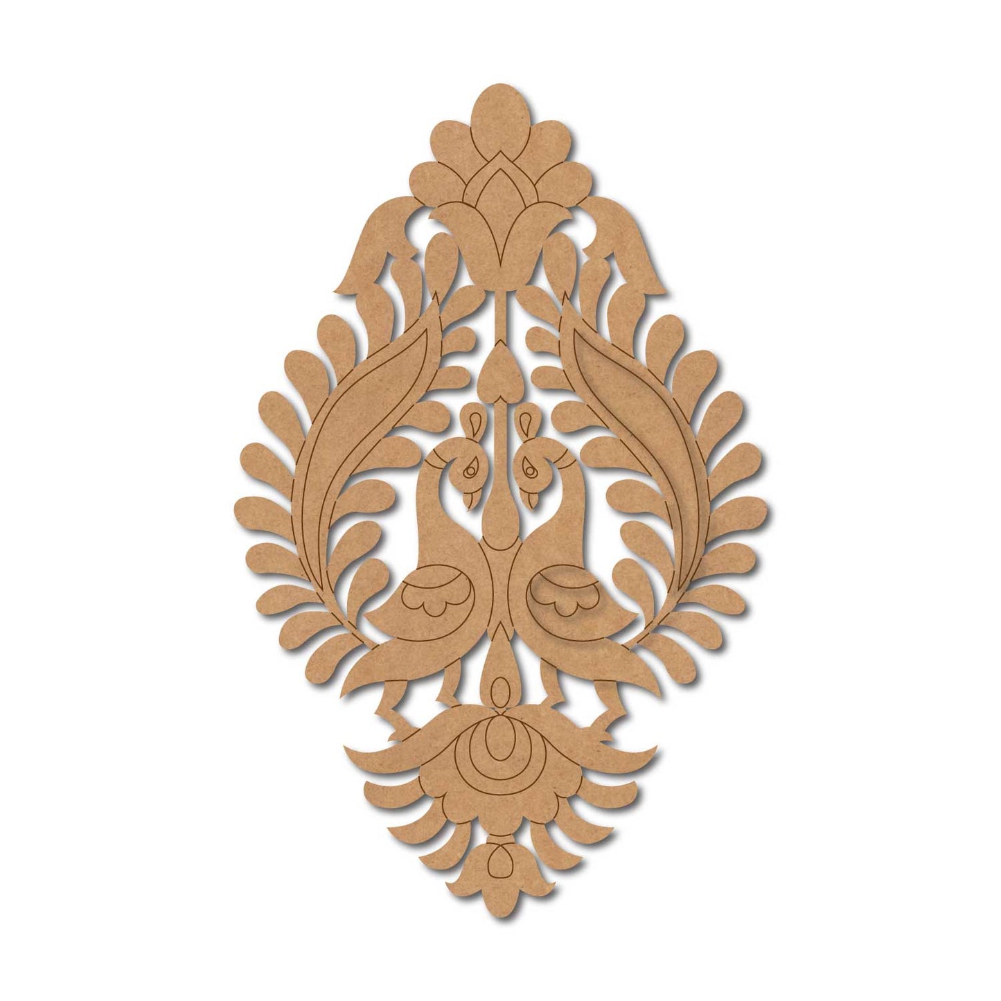 Madhubani Peacocks Motif Pre Marked MDF Design 1