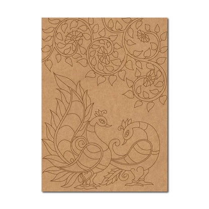 Madhubani Peacocks Pre Marked Rectangle MDF Design 1