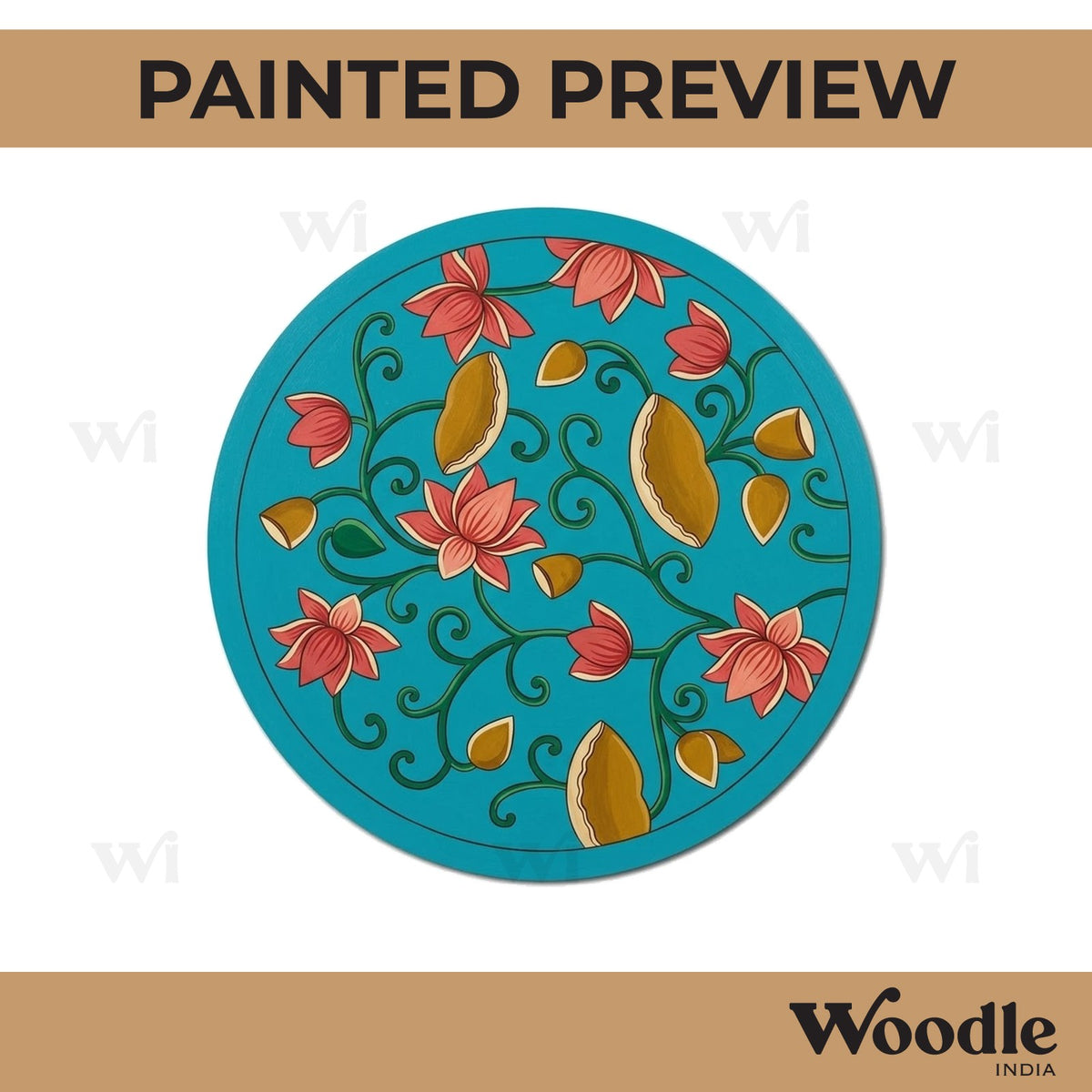 Madhubani Pre Marked Round MDF Design 3