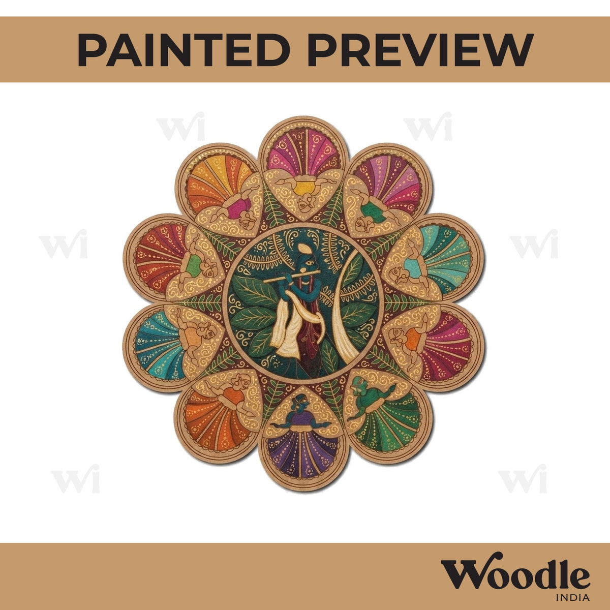 Madhubani Rasleela Pre Marked Base MDF Design 1