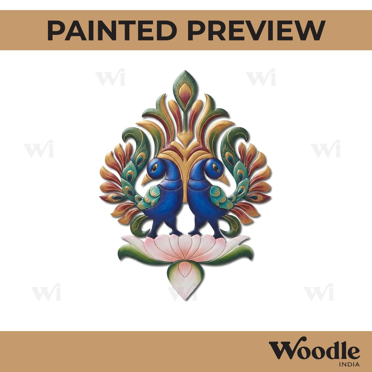 Madhubani Peacocks Motif Pre Marked MDF Design 2