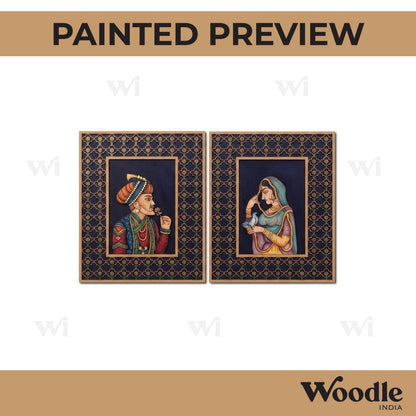 Maharaja Maharani Bani Thani Couple Set Pre Marked MDF Design 1