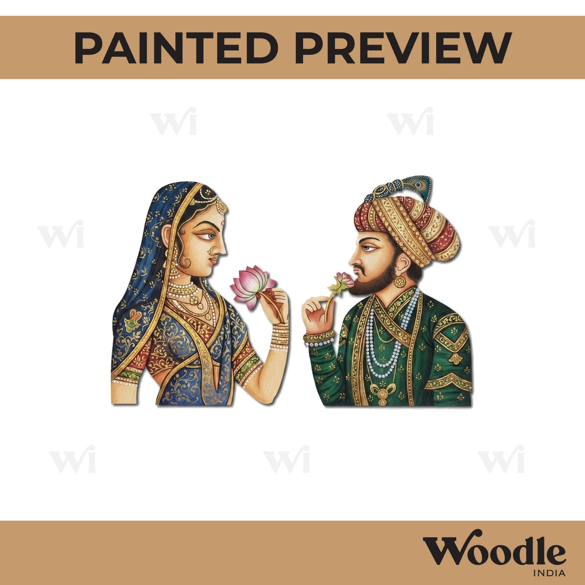 Maharaja Maharani Bani Thani Couple Set Pre Marked MDF Design 2