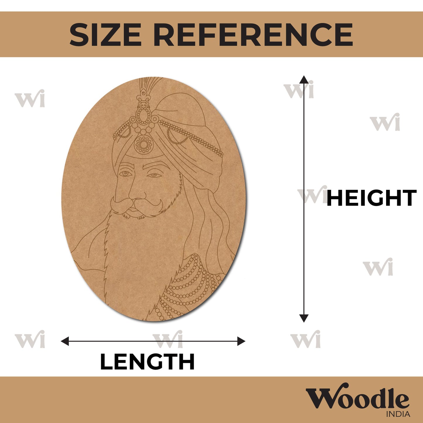 Maharaja Ranjit Singh Pre Marked Oval MDF Design 1
