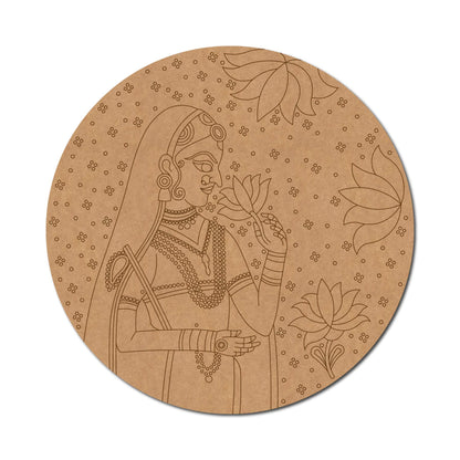 Maharani Bani Thani Lotus Pre Marked Round MDF Design 1