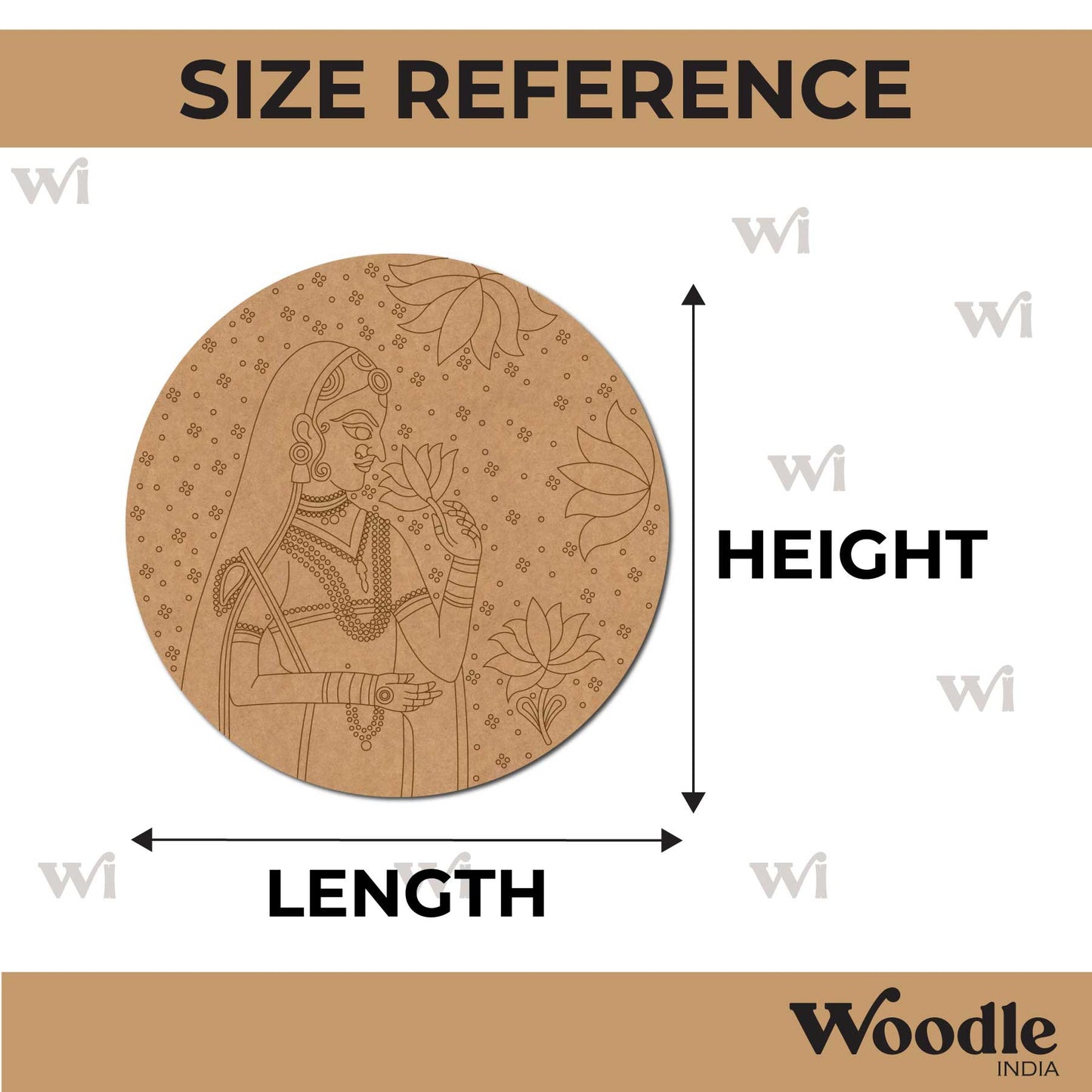 Maharani Bani Thani Lotus Pre Marked Round MDF Design 1